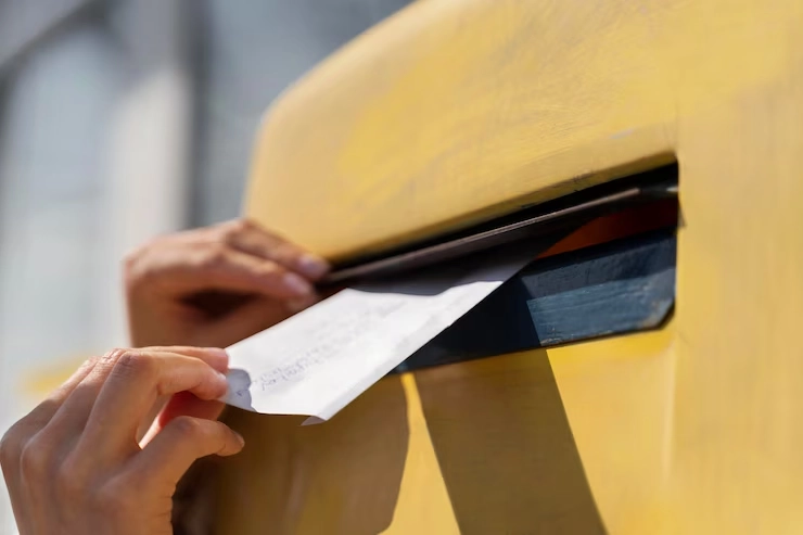 Close Up Woman Mailbox With Envelope
